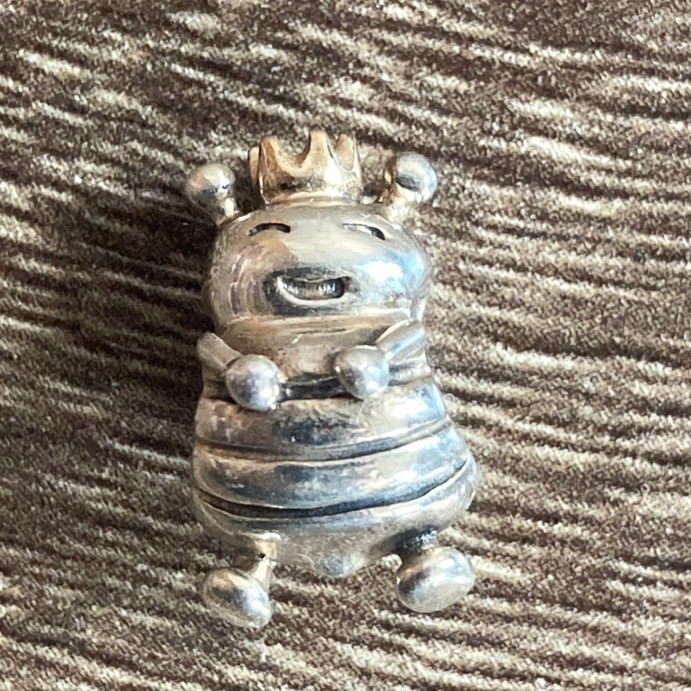 Sterling Silver And 14K Gold Crown Authentic Retired Pandora Queen Bee Charm